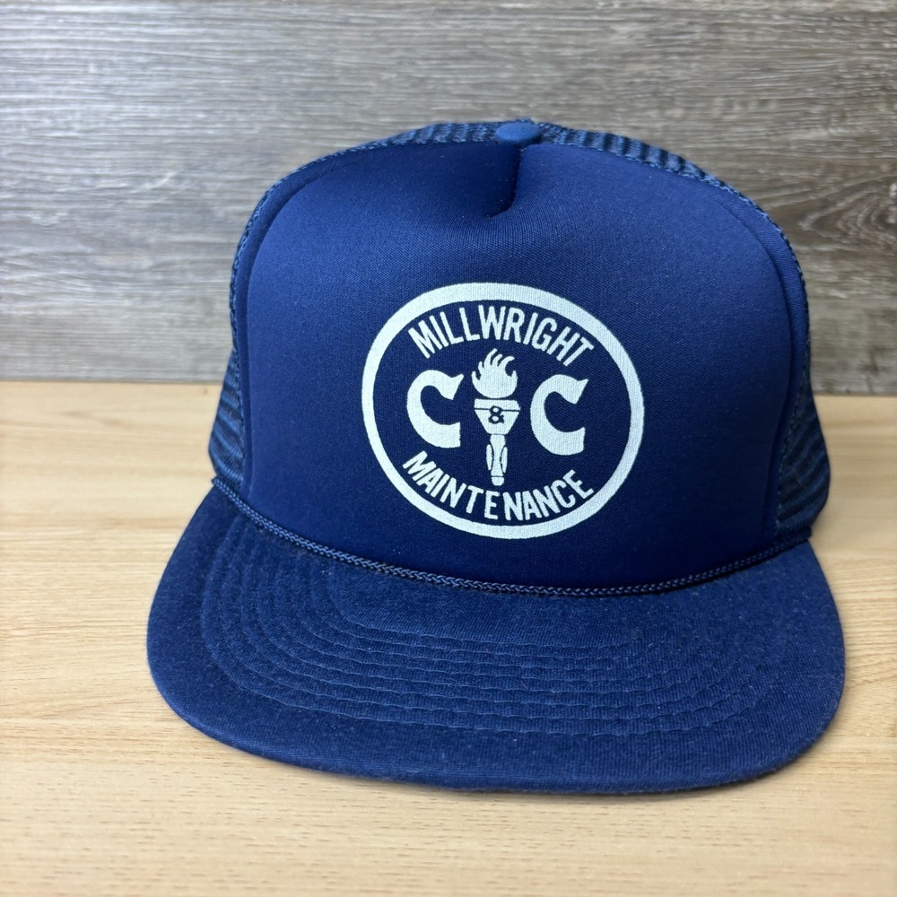 Vintage C & C Millwright Hat Cap SnapBack Blue Trucker Adjustable